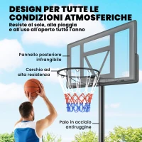 SPORTNOW Canestro Basket con Altezza Regolabile 1,3-3 m, Base Riempibile e Ruote, Nero(m-6)