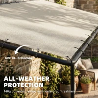 Outsunny Przyścienna Pergola z Metalową Ramą i Zadaszeniem, Odporna na Warunki Pogodowe, 3 x 1,8 x 2,3 m, Kremowa(m-5)