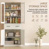 HOMCOM Freistehender Küchenschrank, 5-stufiger Vorratsschrank mit verstellbaren Regalböden und Schublade für Wohnzimmer, Esszimmer(m-5)