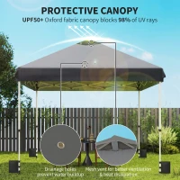 Outsunny 3 x 3 m Pop Up Gazebo with Wheels, UPF50+ One-Touch Outdoor Garden Party Tent Marquee Wedding Awning Canopy, Dark Grey(m-6)