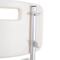 HOMCOM Scaun de Duș Antiderapant cu Spătar și Înălțime Reglabilă pe 8 Poziții, 50,6x43x71-88 cm, Alb(m-12)