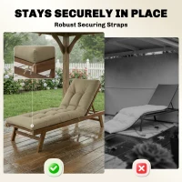 Outsunny Sun Lounger Cushion, Memory Foam Patio Chair Cushion with Ties, Outdoor Seat Pad Fits 190 x 60 cm Lounger, Sand(m-7)