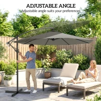 Outsunny 3m Overhanging Cantilever Parasol, with Cross Base - Light Grey(m-5)