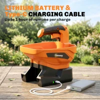 Outsunny Cordless Spreader, 3.3L Handheld Seed Spreader with Adjustable Scatter Width, Adjustable Flow, USB Charging Cable(m-7)