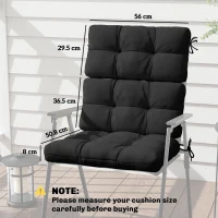 Outsunny 2-Piece Seat Cushion Replacement with Backrest, Garden Patio Chair Cushions Set with Ties, Black(m-3)