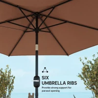 Outsunny 2.6 m Garden Parasol Umbrella with Aluminium Pole, Outdoor Patio Umbrella with Tilt and Crank, Vent, Coffee(m-8)