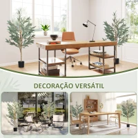 HOMCOM Conjunto de 2 Plantas Artificiais de Louro 150 cm Plantas Artificiais Decorativas Grande Verde(m-8)