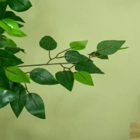 HOMCOM Conjunto de 2 Ficus Artificiais com Troncos Naturais 150 cm Plantas Artificiais com Vaso e 882 Folhas Verde(m-7)
