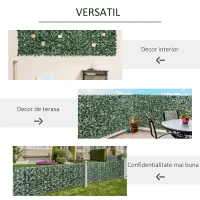 Outsunny Gard Artificial, Gard Viu Artificial 150x300 cm din PE Anti-UV, Gard Artificial pentru Garduri cu Frunze, Verde Închis(m-5)