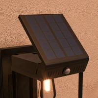 Outsunny Lampa solarnej ogrodowa zewnętrzna Solarlampe, odporna na warunki atmosferyczne, czujnik ruchu, 14 cm x 24 cm x 24 cm, Czarny(m-8)