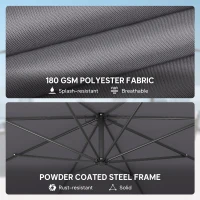 Outsunny 3 m Overhanging Cantilever Parasol, with Cross Base - Grey(m-5)