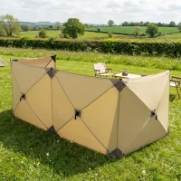 Outsunny Camping Windbreak Pop Up Windbreaker Blocker with Ropes Pegs for Beach Caravan Outdoor 480 x 120 cm(m-8)