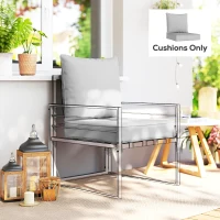 Outsunny Outdoor Seat and Back Cushion Set, 63L x 55W x 15Dcm Patio Deep Seating Chair Fade Resistant Replacement Cushion, Light Grey(m-7)