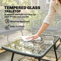 Outsunny 4 Piece Rattan Garden Furniture Set, Outdoor Patio Furniture with Loveseat, Armchairs and Coffee Table(m-7)