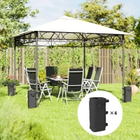 Outsunny Set of 4 Heavy Duty Gazebo Weights Bags, 500D Sand Weights with Carry Handles for Garden Marquee, Parasol, Black(m-2)