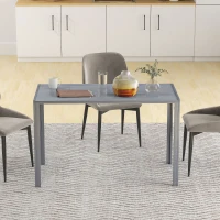 HOMCOM 120cm Dining Table, Rectangle 4 Seater Kitchen Table with Tempered Glass Top and Metal Legs, Grey(m-9)