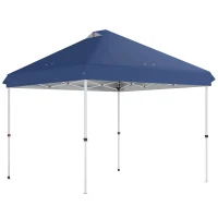 Outsunny 3 x 3 m Pop Up Gazebo with Wheels, UPF50+ One-Touch Outdoor Garden Party Tent Marquee Wedding Awning Canopy, Dark Blue(m-1)