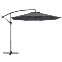 Outsunny 3 m Overhanging Cantilever Parasol, with Cross Base - Grey(m-1)