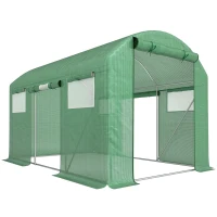 Outsunny 9.8 x 6.6ft Walk-In Polytunnel Greenhouse - Green(m-1)