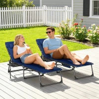 Outsunny Five-Position Reclining Sun Loungers Set of 2 - Dark Blue(m-9)