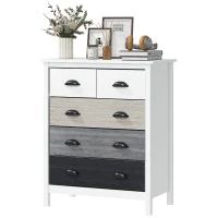 HOMCOM Sideboard, Kommode, 5 Schubladen, lackierte Oberfläche, MDF & Kiefernholz, 70 x 38 x 85 cm, Weiß(m-10)