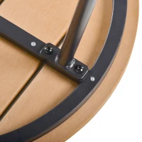 Outsunny Round Outdoor Side Table Adjustable Leg Pads Garden Table 49 x 49 x 48 cm Natural Wood & Black(m-8)