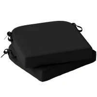 Outsunny Outdoor Chair Seat Cushions Set of 2, Garden Chair Cushions with 7cm Thick Foam & Ties, Black(m-1)