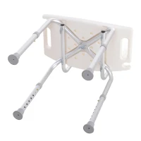 HOMCOM Scaun de Duș Antiderapant cu Spătar și Înălțime Reglabilă pe 8 Poziții, 50,6x43x71-88 cm, Alb(m-16)