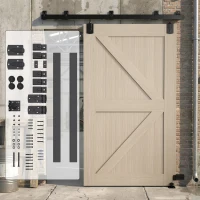 HOMCOM Schwerlast Schiebetür-Hardware-Set 183 cm Schwarz für Einzeltüren(m-11)