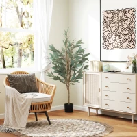 HOMCOM Conjunto de 2 Plantas Artificiais de Louro 150 cm Plantas Artificiais Decorativas Grande Verde(m-9)