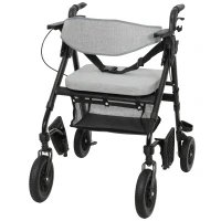HOMCOM Rollator Walker Wheelchair, with Seat - Grey(m-11)