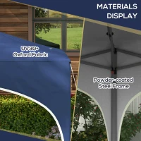 Outsunny Składany Pawilon, Regulowany, Metalowe Wsparcie, Mocna Tkanina, W Komplecie z Torbą, 2,95 x 2,95 x 2,55m, Granatowy(m-7)