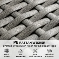 Outsunny 9 Seater Rattan Garden Furniture Corner Sofa Set, Outdoor Dining Set with Faux Wood Table, Ottoman, Cushions, Dark Grey(m-5)