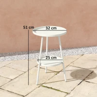 Outsunny Two-Tier Metal Garden Table - White(m-3)