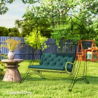 Outsunny 2 Seater Bench Pad, Garden Chair Cushion with Back and Ties for Indoor and Outdoor Use, 98 x 100 cm, Green(m-2)