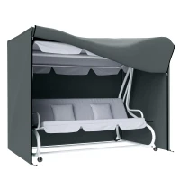 Outsunny Hollywoodschaukel Abdeckung 3 Sitzer Wasserdicht Schutzhülle für Gartenschaukel Oxford Gewebe 220 x 125 x 172 cm, Grau(m-11)
