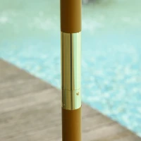 Outsunny Chapéu de Sol de Jardim Ø300x250cm com Sistema de Polia Teto Ventilado e Mastro Desmontável de Madeira para Terraço Pátio Exterior Cinza Claro(m-10)