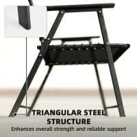 Outsunny Folding Garden Chairs Set of 4, Outdoor Dining Chairs with Wide Texteline Seat, High Back and Armrests, Black(m-9)