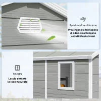 Outsunny Casetta da giardino, 4,1 m², con tetto a due falde, 240 x 190 x 180/228 cm, Grigio(m-5)
