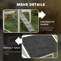 PawHut Hühnerstall aus Holz mit Auslauf Nistkasten Asphaltdach herausziehbar Tablett für 4-6 Hühner 347x160x150 cm Dunkelgrau(m-8)