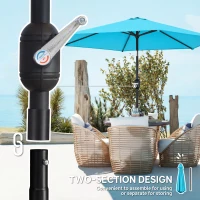 Outsunny 2.6 m Garden Parasol Umbrella with Aluminium Pole, Outdoor Patio Umbrella with Tilt and Crank, Vent, Blue(m-7)