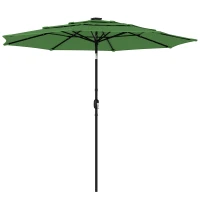 Outsunny Garden Parasol, Parasol Umbrella with 3-tier Roof, Crank Handle, Tilt Function, Polyester Canopy, Green(m-10)