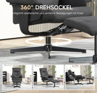 HOMCOM Liegesessel mit Hocker, drehbar, Wippfunktion, Samtoptik, bis 150 kg, Schwarz(m-5)