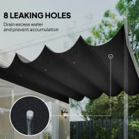 Outsunny Retractable Pergola Canopy Only, 3.92 x 3.5 m, UV30+ Replacement Canopy Cover for 4 x 3 m Pergola, Dark Grey(m-6)