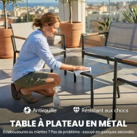 Outsunny Salon de Jardin 4 Pièces en Textilène, Canapé, 2 Fauteuils, Table Basse avec Plateau en Métal, 106x70,5x77cm, Crème(m-7)