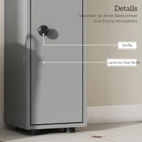 kleankin Badezimmerschrank, 4 Regale, Schublade, Spanplatte, schlankes Design, Grau(m-6)