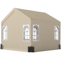 Outsunny 3 x 3 m Party Tent, Outdoor Canopy Tent Shelter with Removable Sidewalls, 4 Zipped Doors, for Parties, Wedding, Beige(m-11)