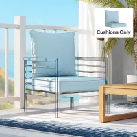 Outsunny Outdoor Seat and Back Cushion Set, 63L x 55W x 15Dcm Patio Deep Seating Chair Fade Resistant Replacement Cushion, Light Grey(m-2)