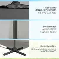 Outsunny Patio Offset Parasol Umbrella - Dark Grey(m-7)