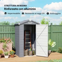 Outsunny Casetta da giardino, 1,1m², con tetto a due falde, 133 x 102 x 180/208 cm, Grigio scuro(m-4)